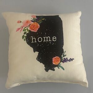Home Floral Illinois State Accent Pillow - Cream